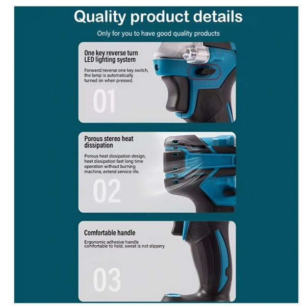 Variable Speed Electric Wrench Set For Car Repair, Construction Projects With Batteries And Charger