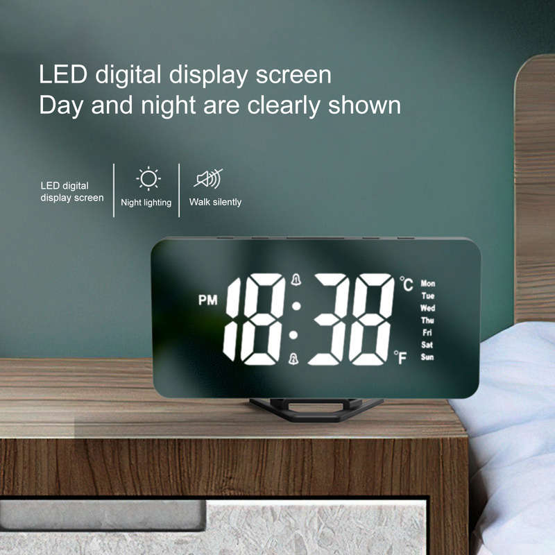 Alarm Clock LED Display Mirror Digital Alarm Clock Living Room Study Supplies