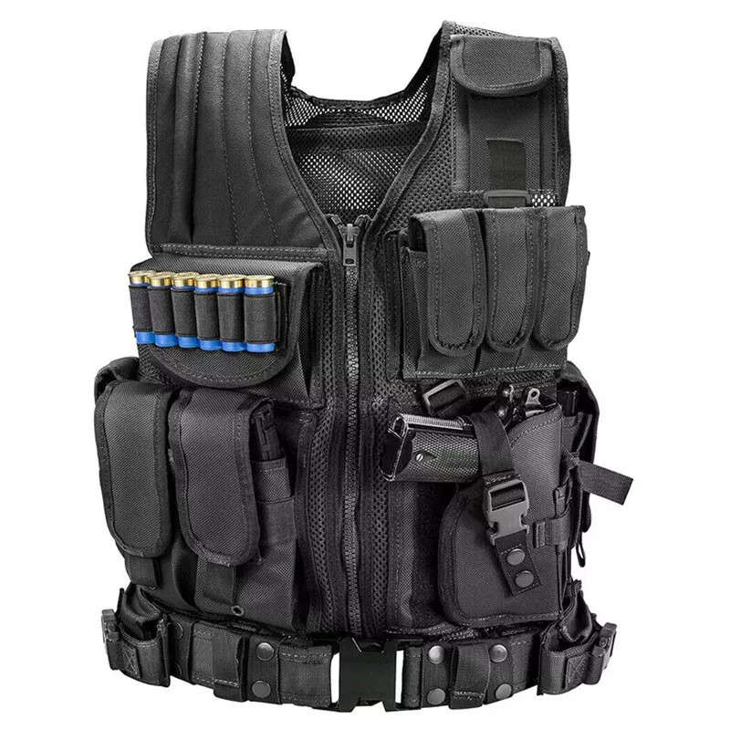 Black mesh vest training tactical airsoft paintball combat vest