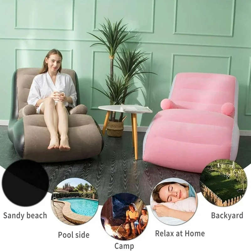 Inflatable Lounger Sofa Indoor/Outdoor Travel Camping Picnic Lounger