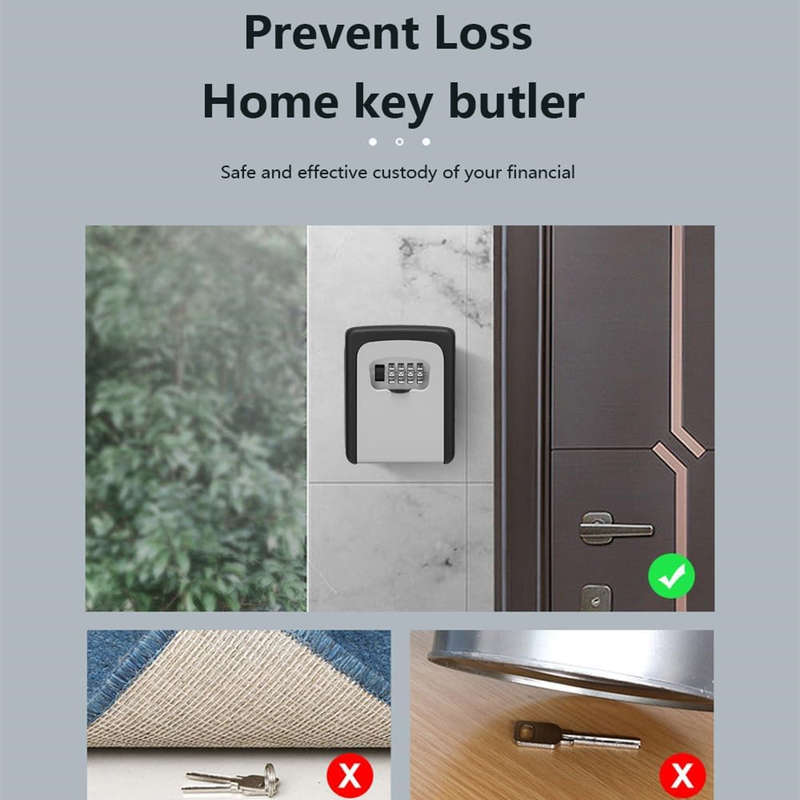 Gray key box wall mounted waterproof outdoor key hider suitable for home garage gym