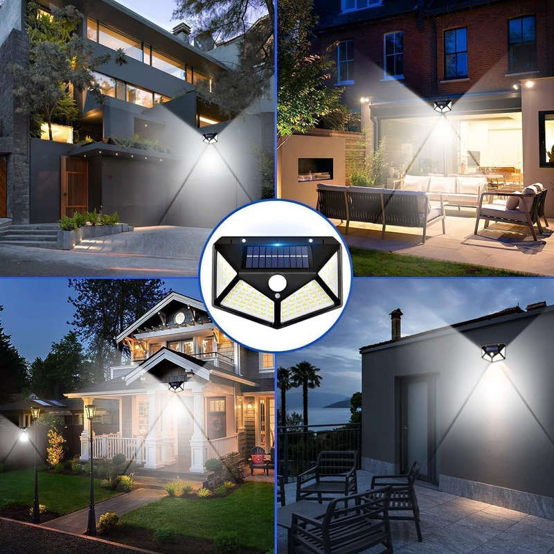 100 LED Solar Light Motion Sensor Wall Light Garden Waterproof Outdoor Lighting
