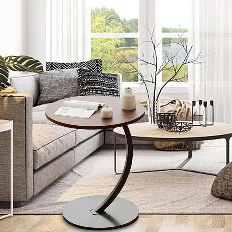 Wooden round coffee table living room and bedroom side table