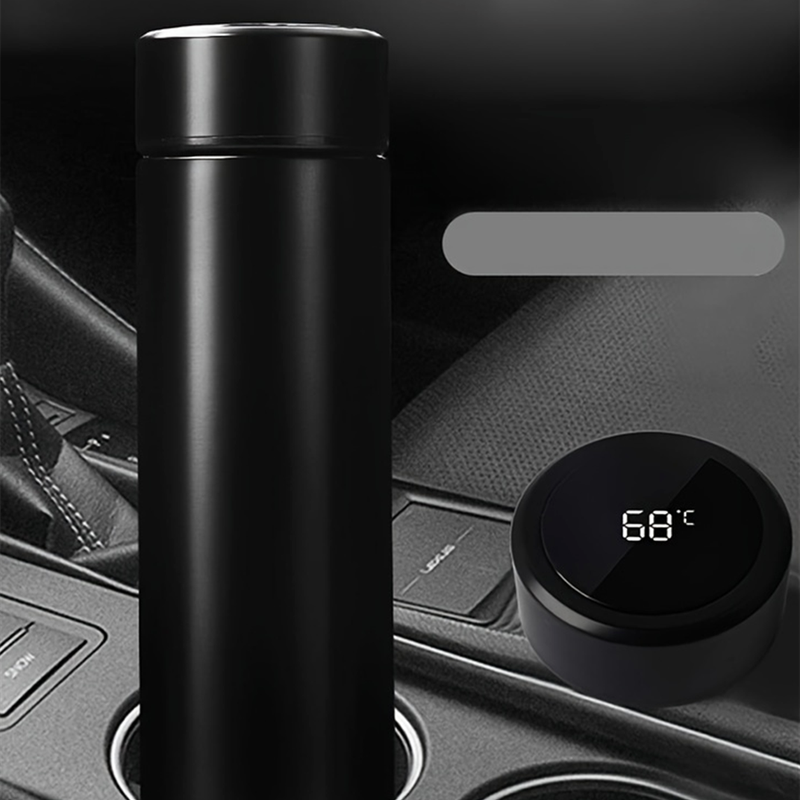 Double wall thermos cup with LED temperature display