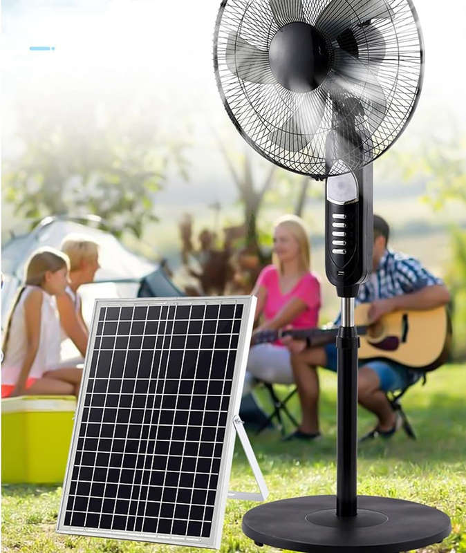 16-inch solar fan wide-angle air supply silent floor fan essential for summer home camping