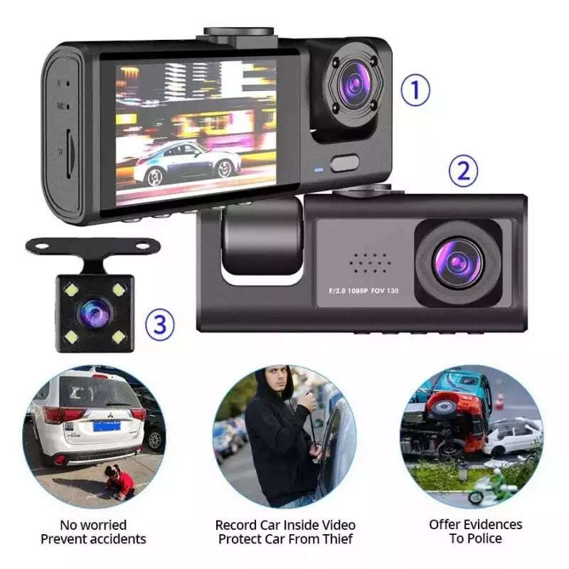 1080P HD Car Dual Lens Driving Recorder Front and Rear Built-in Video Recorder Camera G Sensor