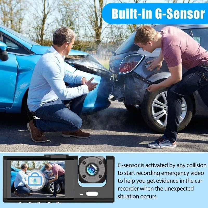 1080P HD Car Dual Lens Driving Recorder Front and Rear Built-in Video Recorder Camera G Sensor