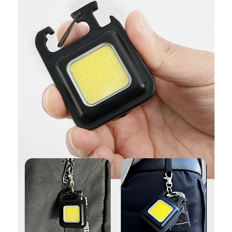 Mini COB Work Light Keychain Flashlight Portable USB Rechargeable Camping Magnetic Light