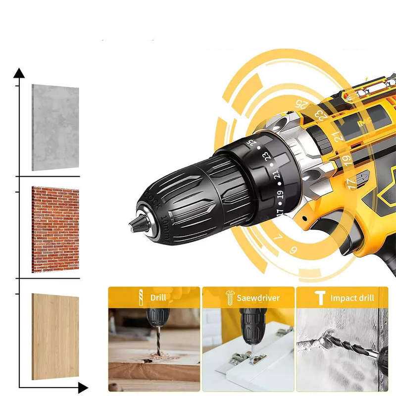 21V Cordless Drill Set Power Tool Set with 2 X Rechargeable Batteries and Tool Box