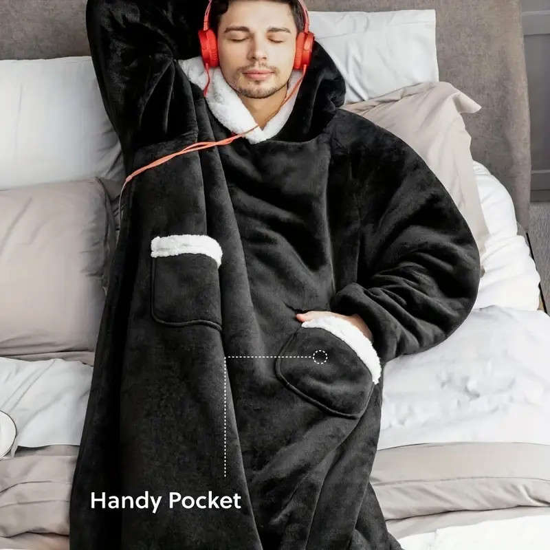 Winter Plush One-Piece Pajamas Fleece Hoodies for Adults Suitable for Family Use