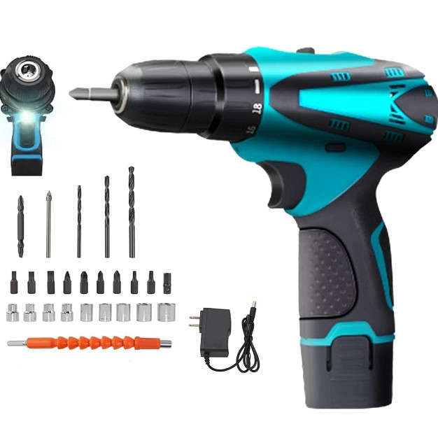 12V Lithium Battery Electric Drill Kit Home Repair Tool Set