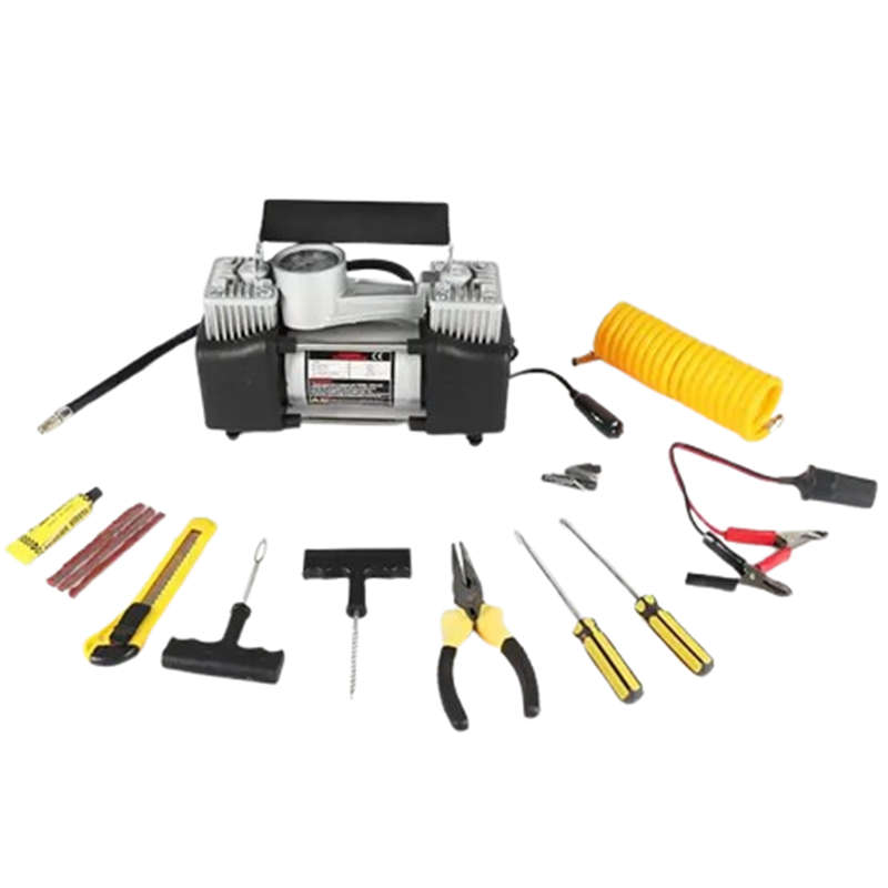 12V Portable Car Inflator Emergency Air Pump Tire Repair Tool Box Set