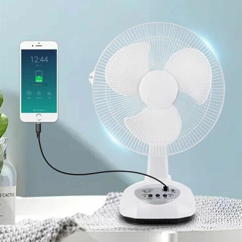 12 Inch Solar Powered Fan Rechargeable Portable Fan Camping Travel