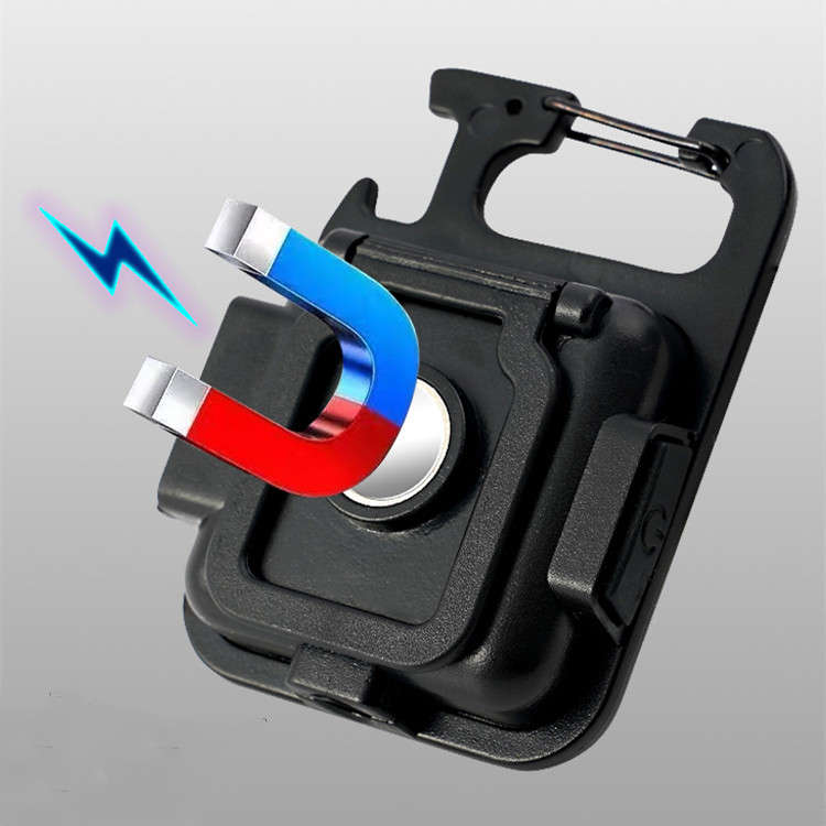 Mini COB Work Light Keychain Flashlight Portable USB Rechargeable Camping Magnetic Light