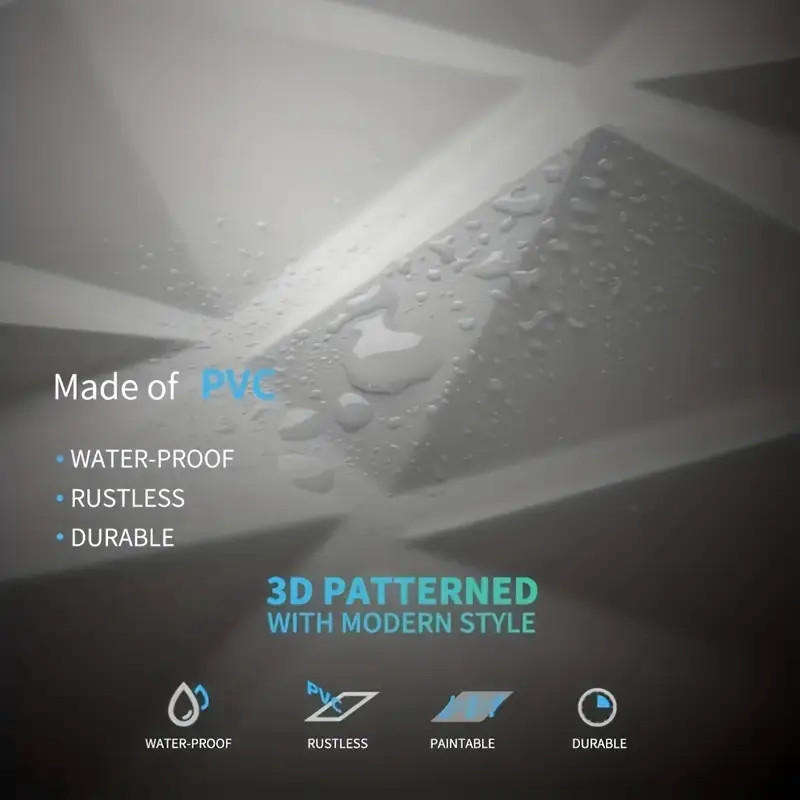 10pcs 3D PVC waterproof and easy to clean wall panels with diamond texture design