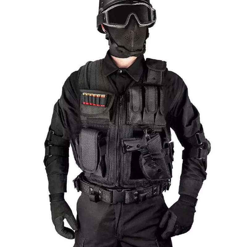 Black mesh vest training tactical airsoft paintball combat vest