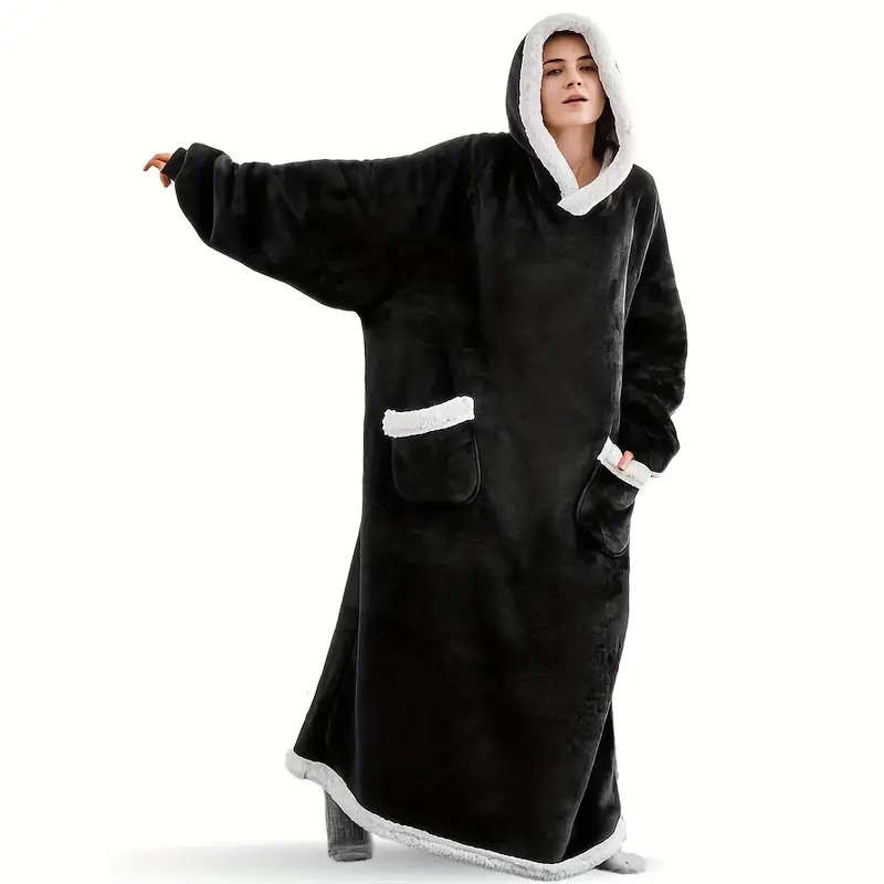 Winter Plush One-Piece Pajamas Fleece Hoodies for Adults Suitable for Family Use