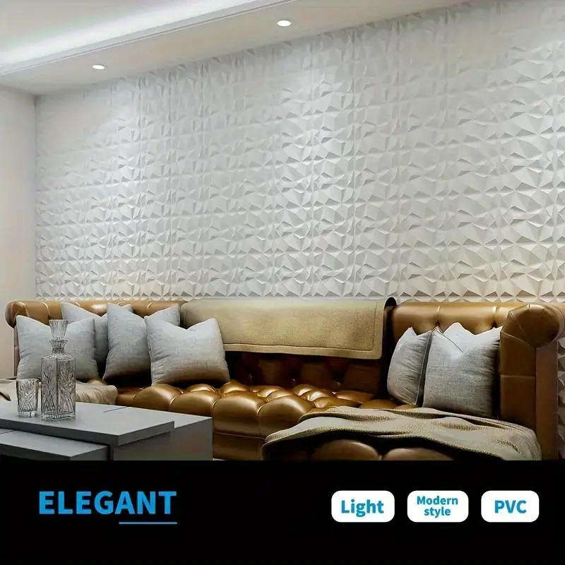 10pcs 3D PVC waterproof and easy to clean wall panels with diamond texture design