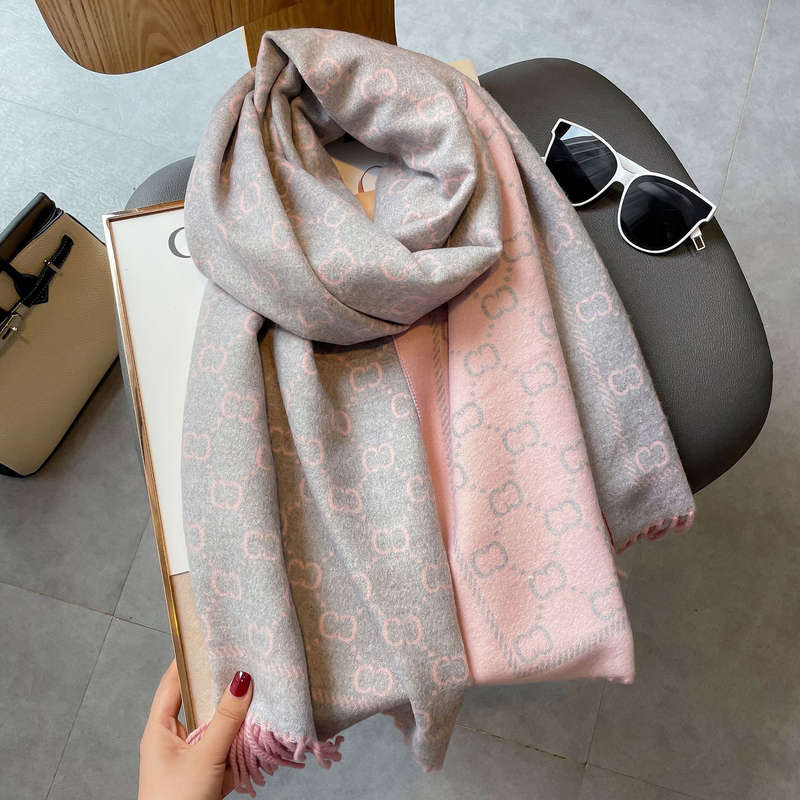 Autumn and winter warm jacquard tassel scarf lady shawl versatile neck scarf