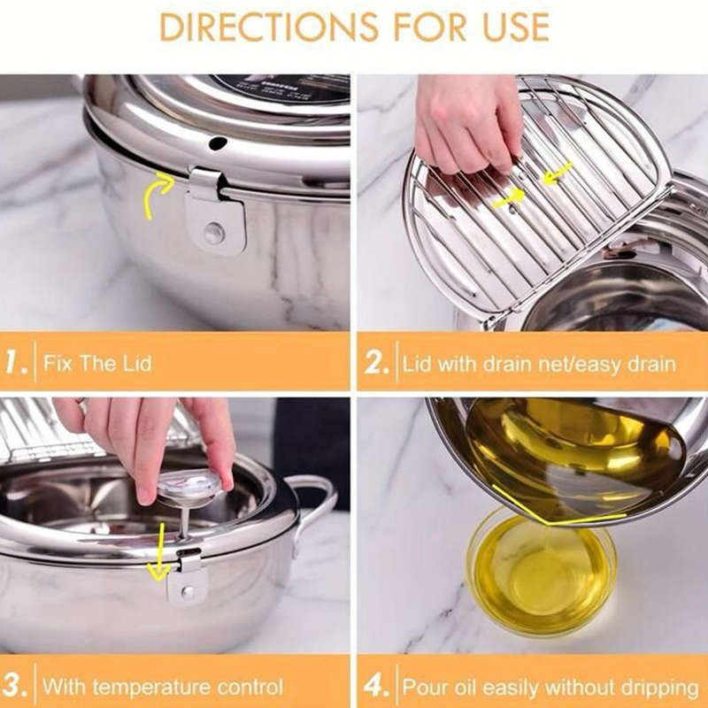 2.2L stainless steel fryer with thermometer