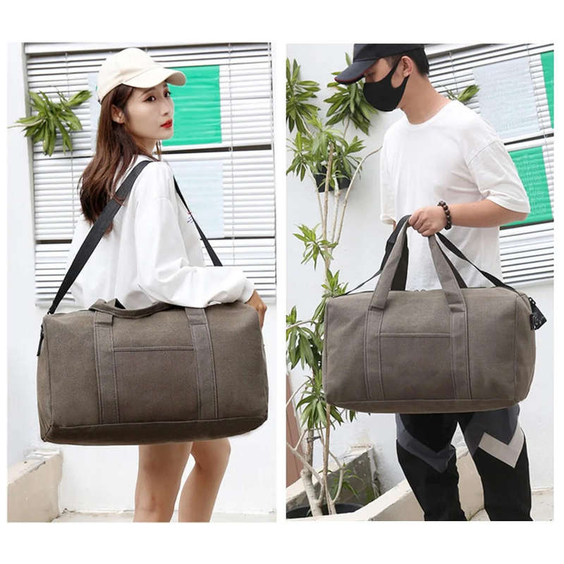 Large Capacity Canvas Travel Bag Outdoor Sports Fitness Bag for Men and Women
