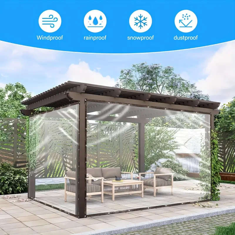 Transparent waterproof tarpaulin durable outdoor covering for patio, garden