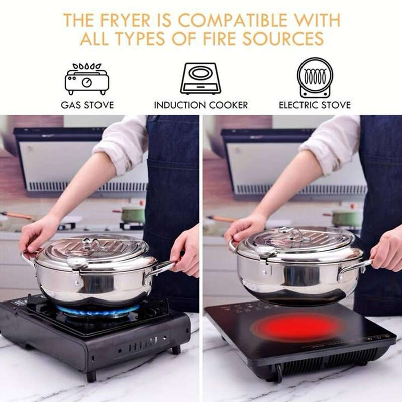 2.2L stainless steel fryer with thermometer