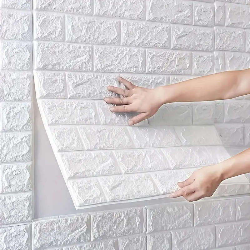 40pcs Waterproof 3D Foam Wall Tile Stickers Texture Design PVC Wall Stickers