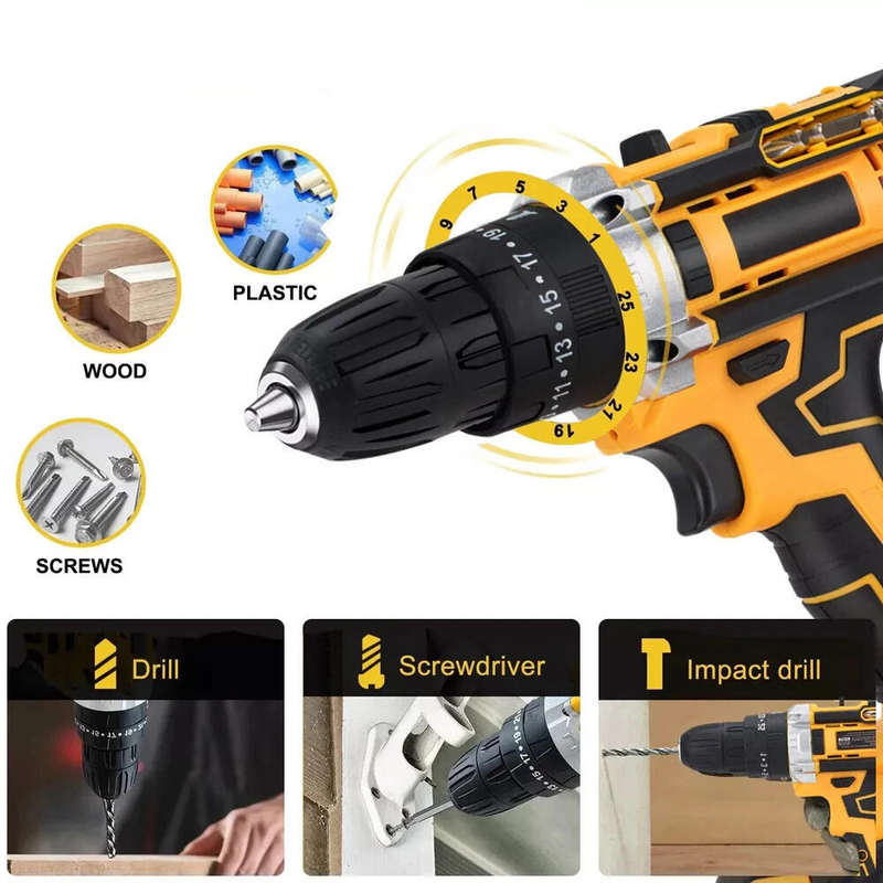 21V Cordless Drill Set Power Tool Set with 2 X Rechargeable Batteries and Tool Box