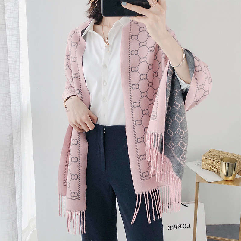 Autumn and winter warm jacquard tassel scarf lady shawl versatile neck scarf