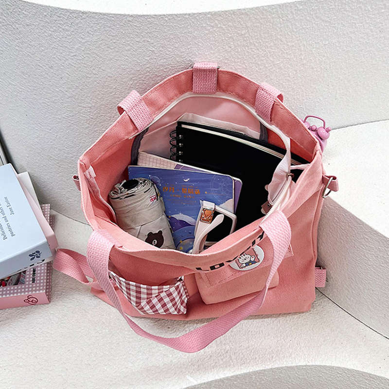 Multifunctional shoulder messenger bag plaid backpack simple design stylish double pocket backpack