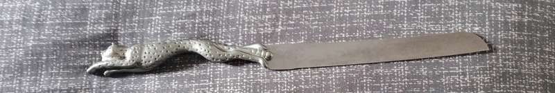 Vintage Pre-Loved Diana Carmichael Shaped Cake /Cold Meat Carving Knife. Handle Possible Pewter.