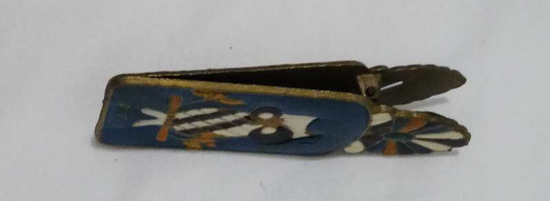 Antique Collectable Greece Enamel Brass Metal Large Paper/Bag Clip  Vintage 1950s.