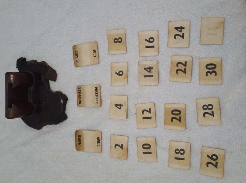 Vintage Antique Hand Made Weatherwoods Desk Calendar.