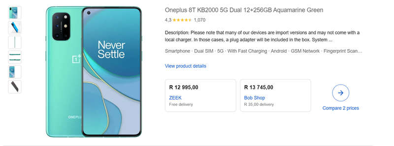 OnePlus 8T 12+256GB Global version - Lunar Silver + Box and extras