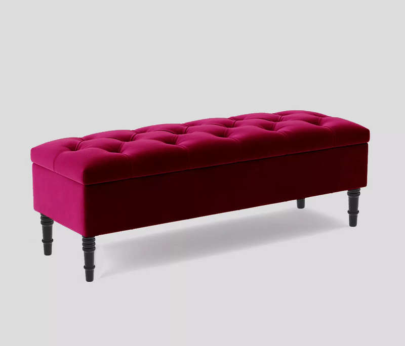 Chesterfield Velvet Storage Ottoman Bench