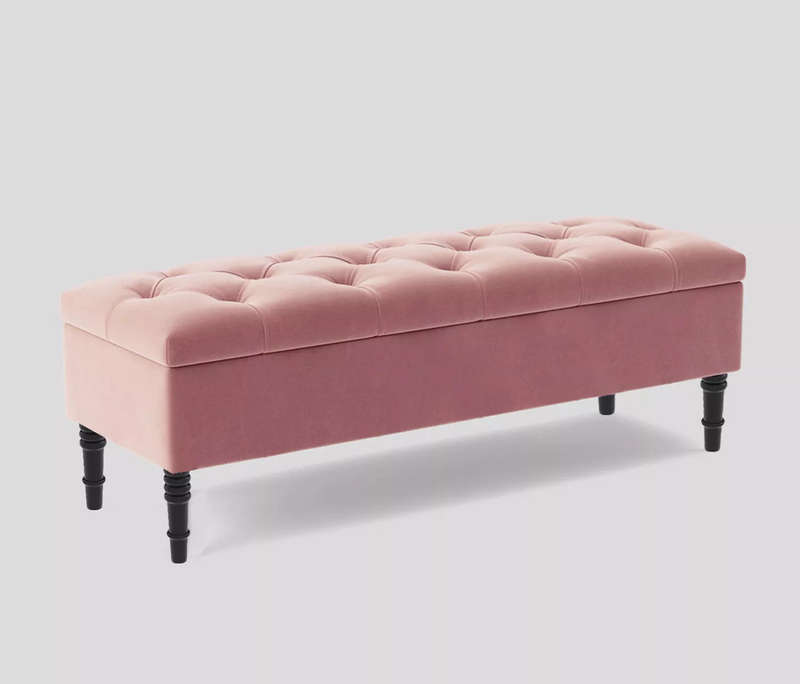 Chesterfield Velvet Storage Ottoman Bench