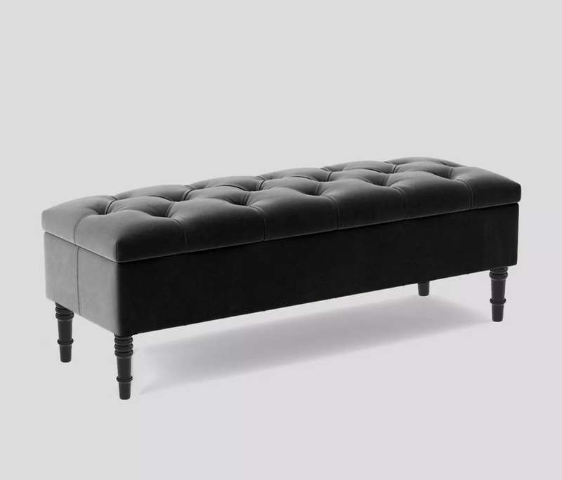 Chesterfield Velvet Storage Ottoman Bench
