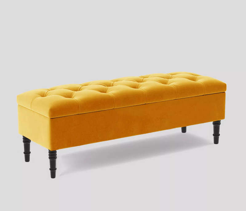 Chesterfield Velvet Storage Ottoman Bench