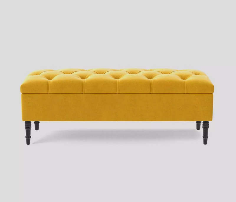 Chesterfield Velvet Storage Ottoman Bench