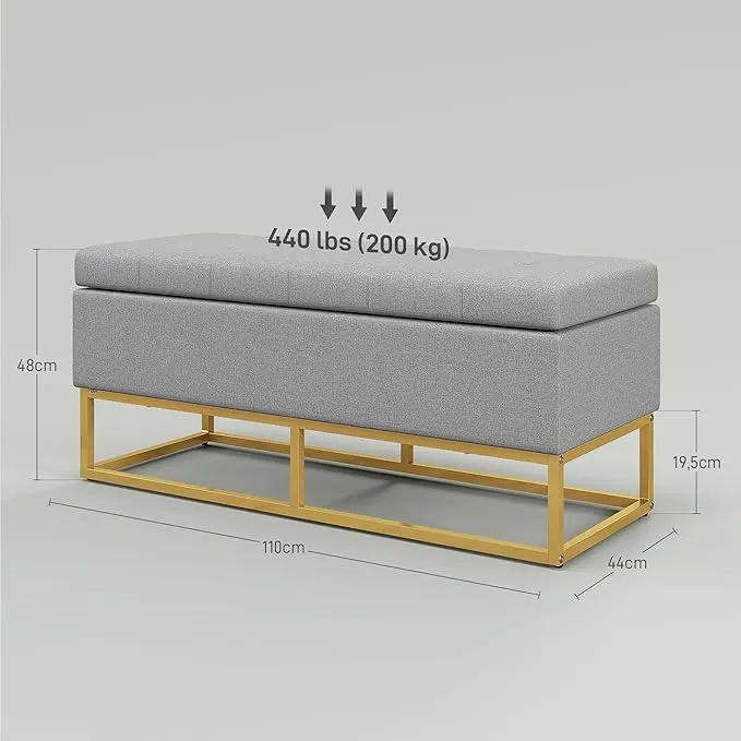 MMB Bench Storage Trunk 2 in 1 Padded Seat and Steel Legs