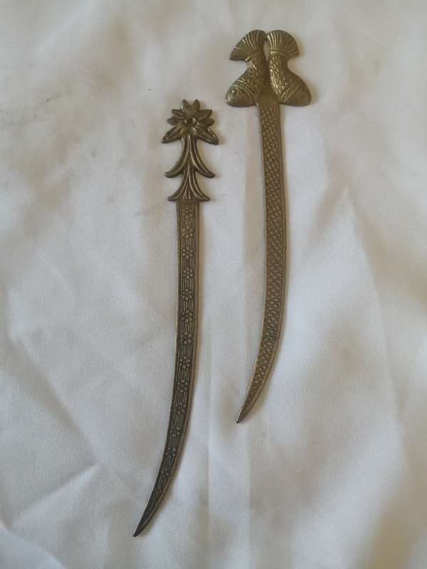 Set of 2 Cast Brass Eastern Letter Openers