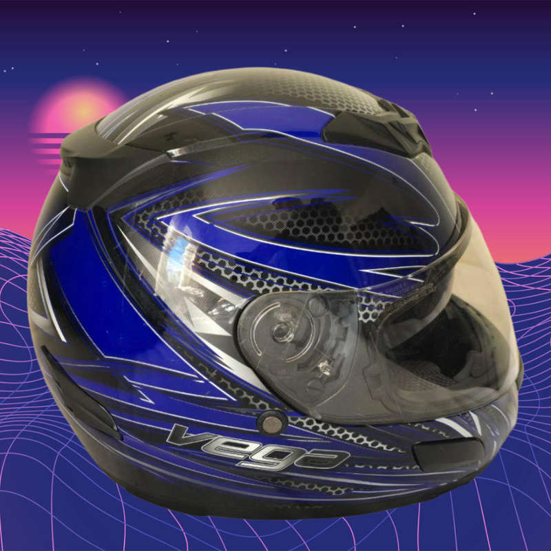 Vega Insight RHZUR Street Motorcycle Helmet Size L  Black/Blue  Built-in Sun Visor