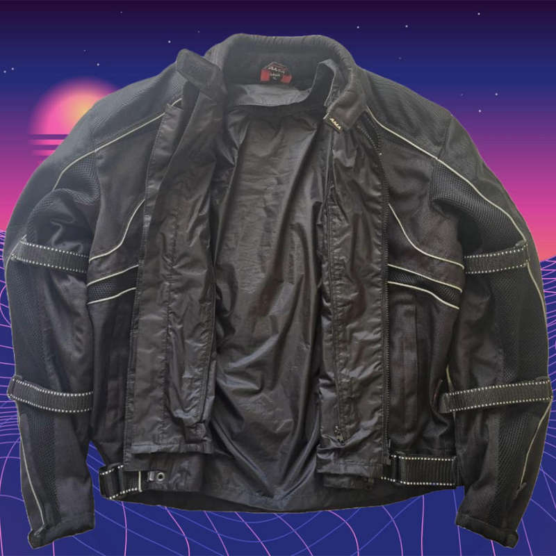 AMA CE-Protector Textile Motorcycle Jacket Mens XL Black Reflective