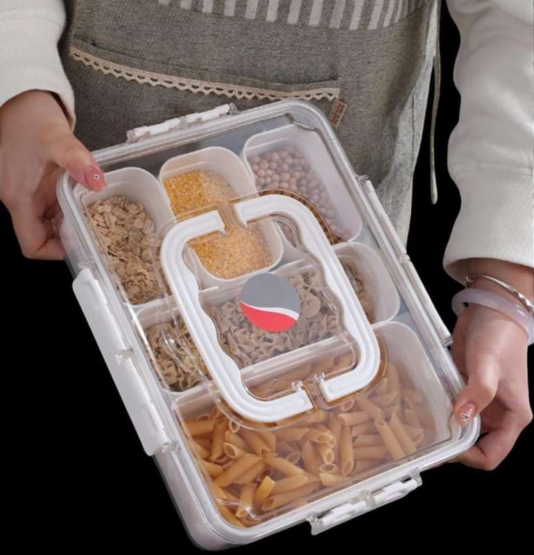 DIVIDED SERVING TRAY BOX WITH LID & HANDLE ,SNACLE BOX