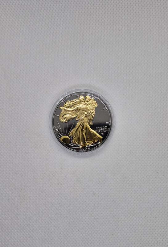 2024 Black Ruthenium 1 OZ 999 Silver American Eagle 24K Gold Glided