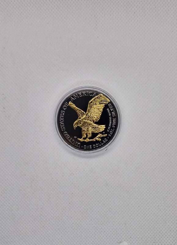 2024 Black Ruthenium 1 OZ 999 Silver American Eagle 24K Gold Glided