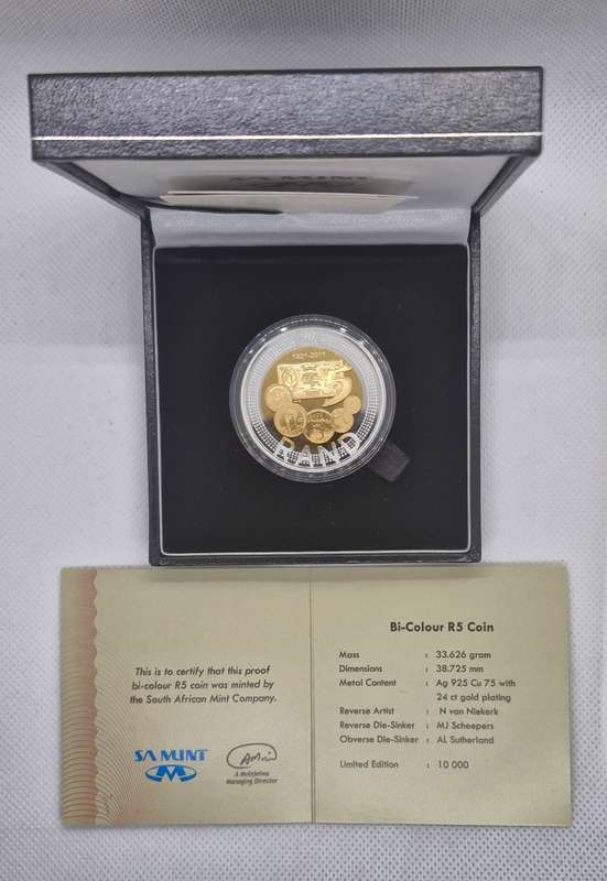 BI-COLOUR R5 Proof Crown - 2011 - SARB 90th Anniversary