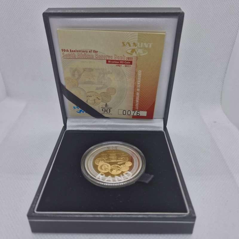 BI-COLOUR R5 Proof Crown - 2011 - SARB 90th Anniversary