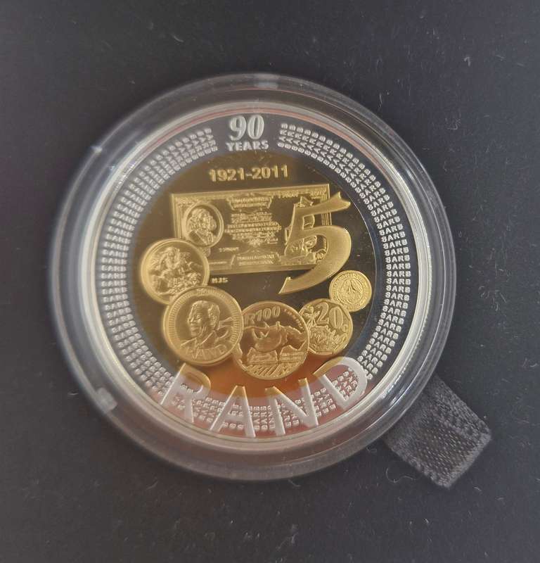 BI-COLOUR R5 Proof Crown - 2011 - SARB 90th Anniversary
